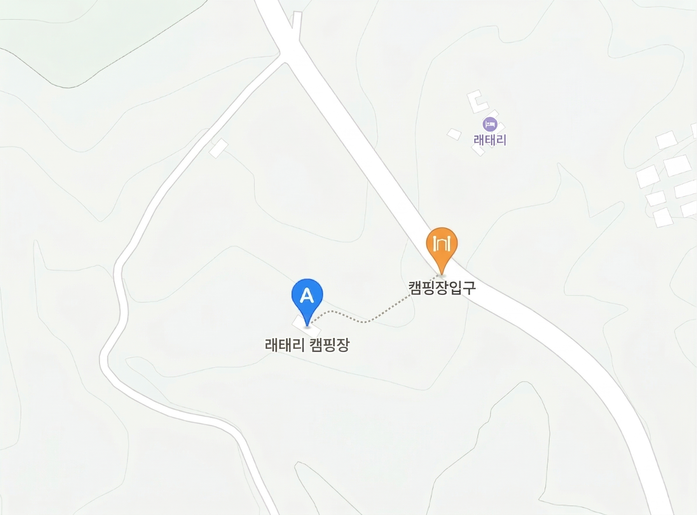 래태리 캠핑장 입구 안내